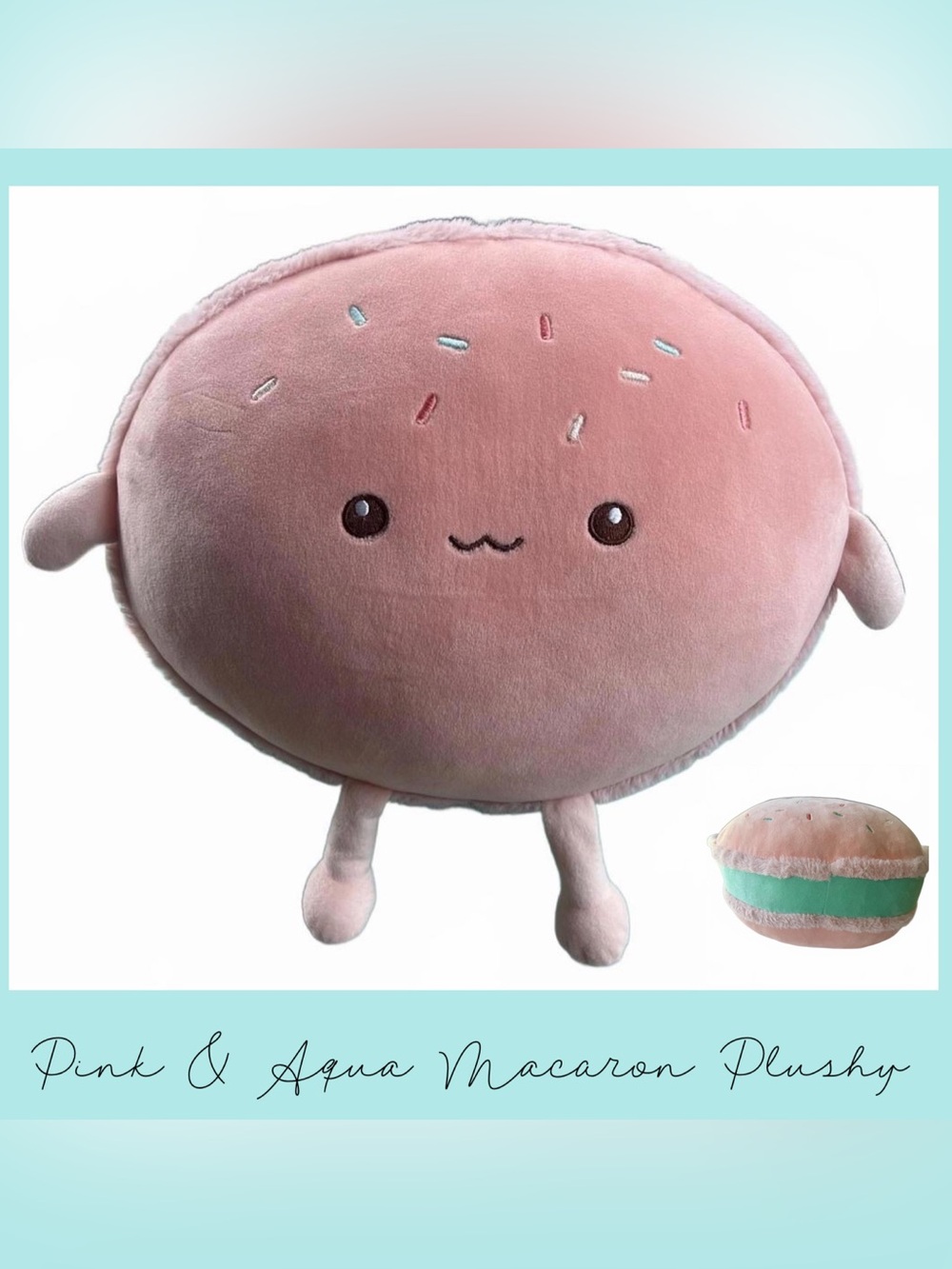 Pink Macaron Plush Pillow Stuffed Animal Figure